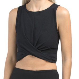 Heathered Front Cross Cropped Tank